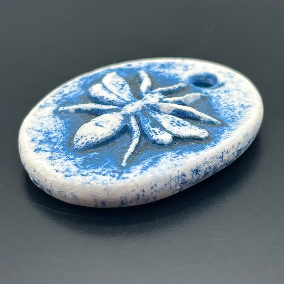 Artisan Bumblebee Blue and White Ceramic Pendant - Picture 7 of 10